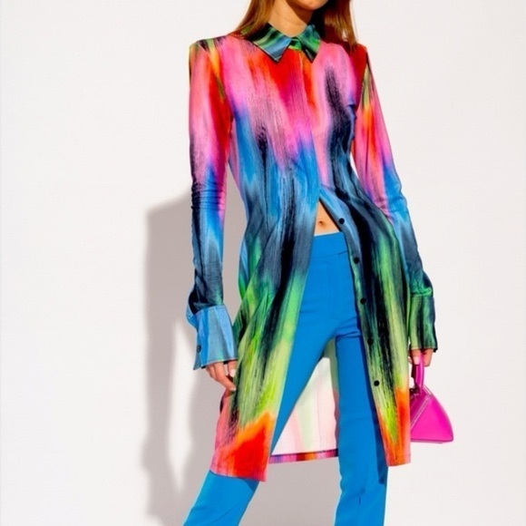 The Attico Dresses & Skirts - THE ATTICO Elton Printed Shirt Dress in Multicolor Size 36 NWOT